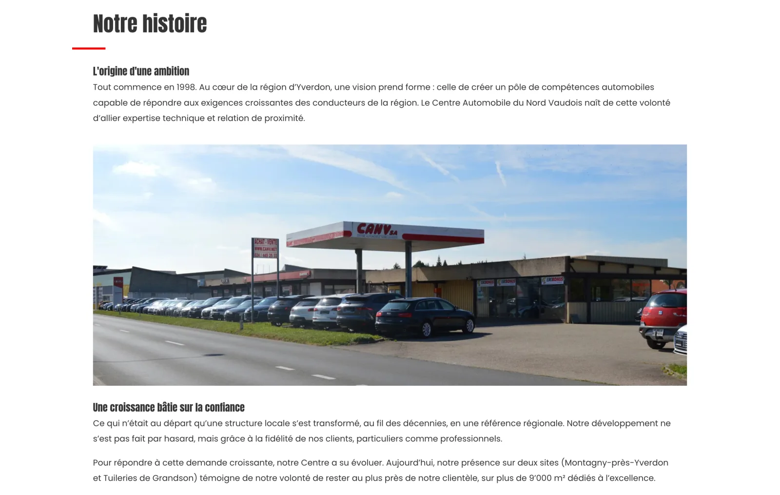 The “Our story” section of the About page