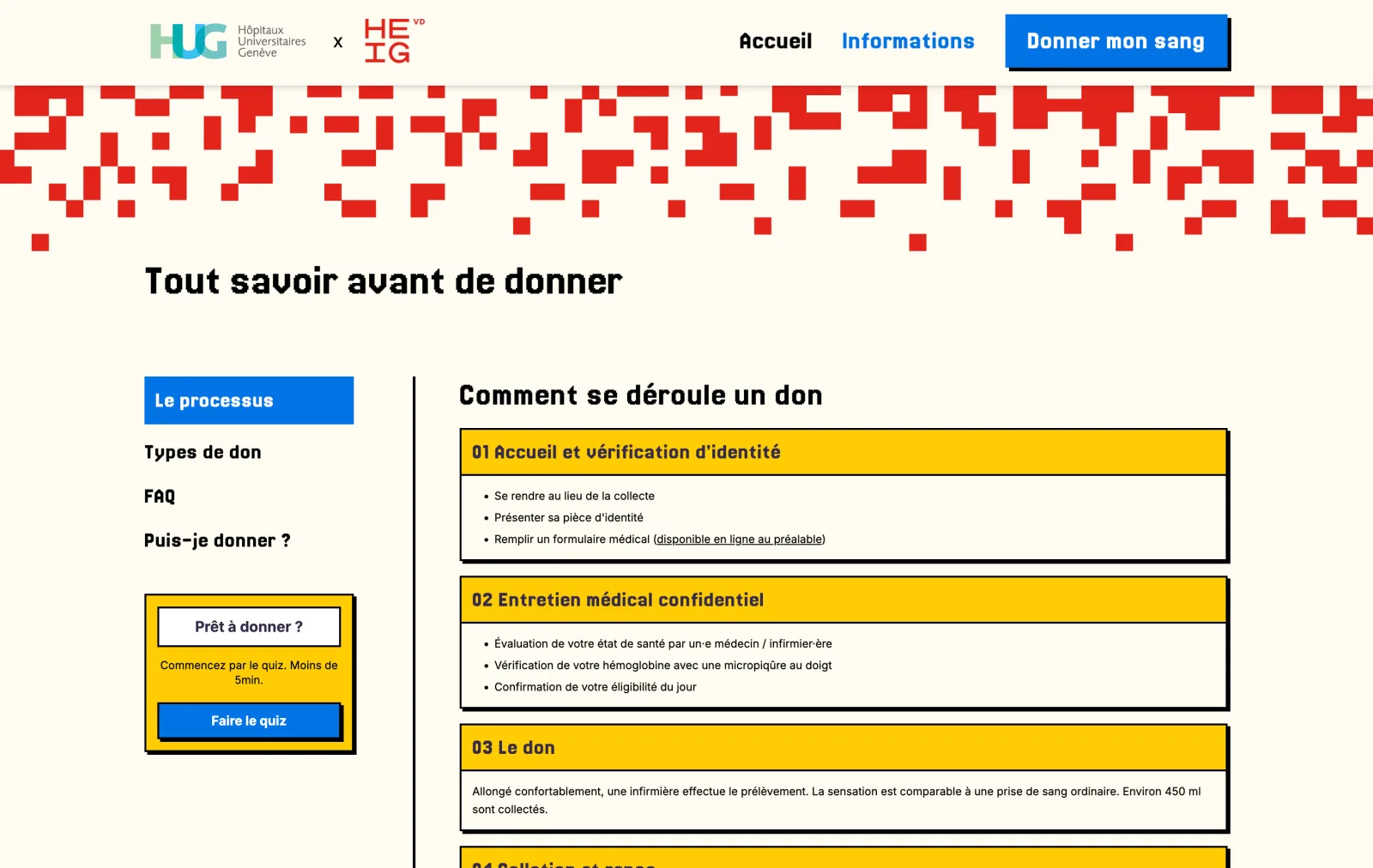 The Information page: how a donation works, step by step