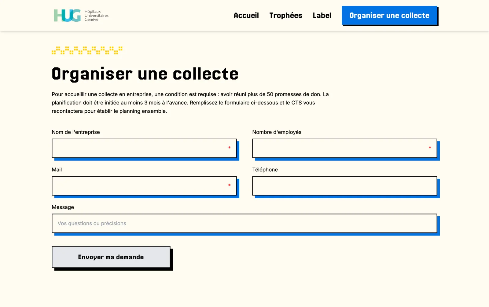 The “Organise a drive” form