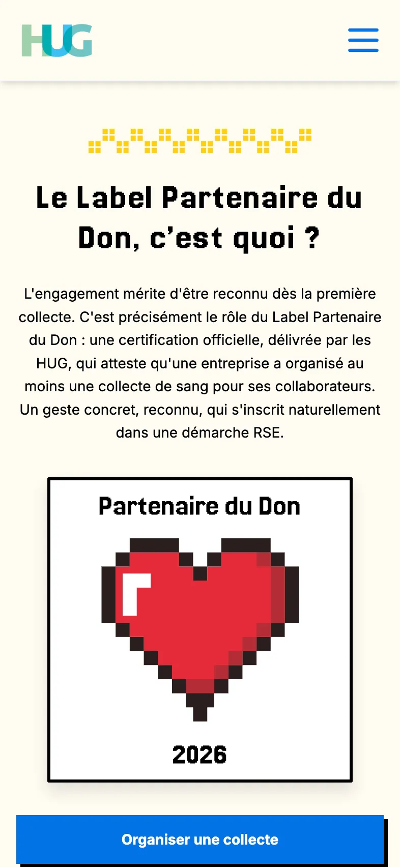 The Donation Partner Label page on mobile