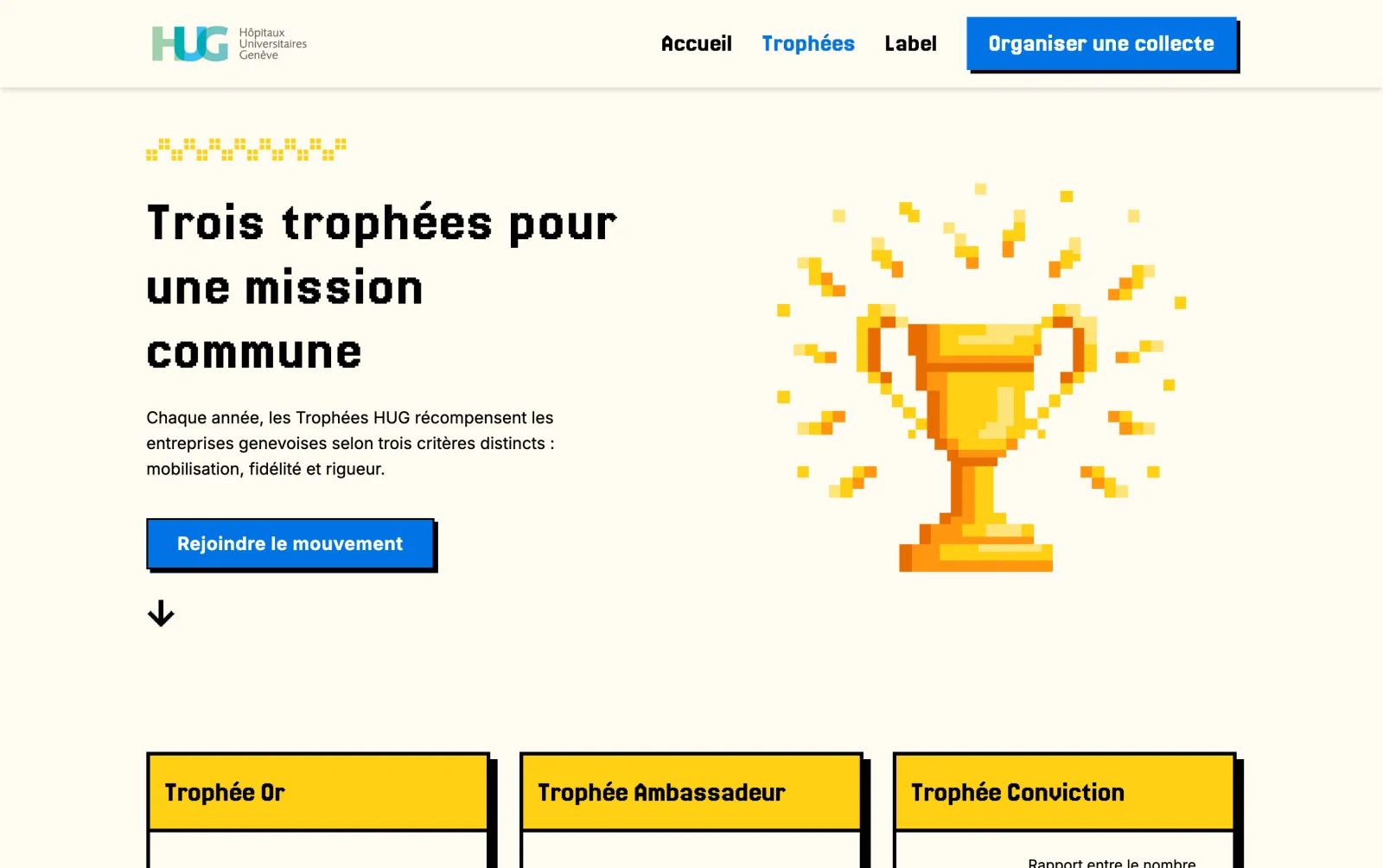 La page Trophées HUG du site vitrine