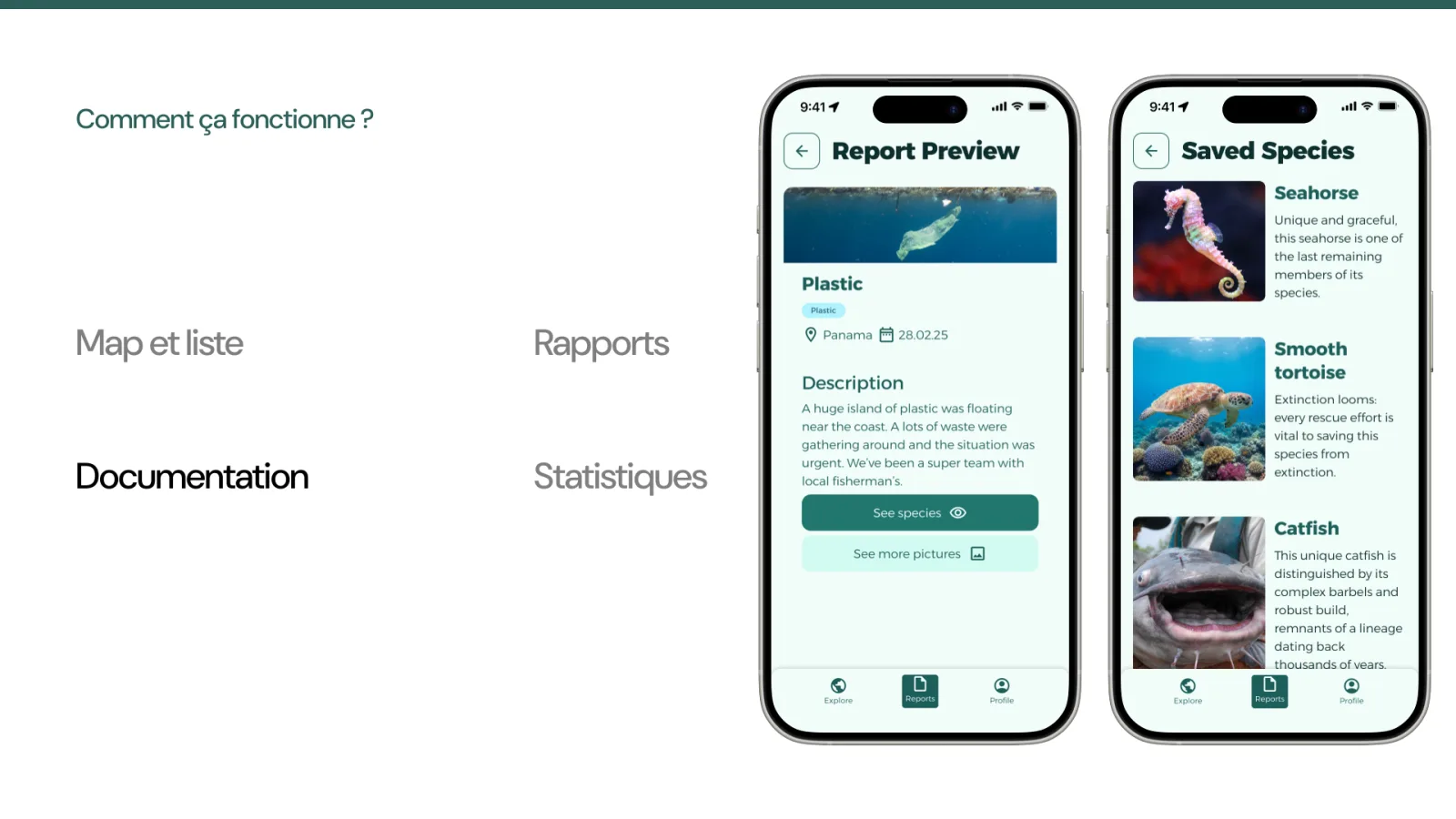 “How it works” slide: species documentation