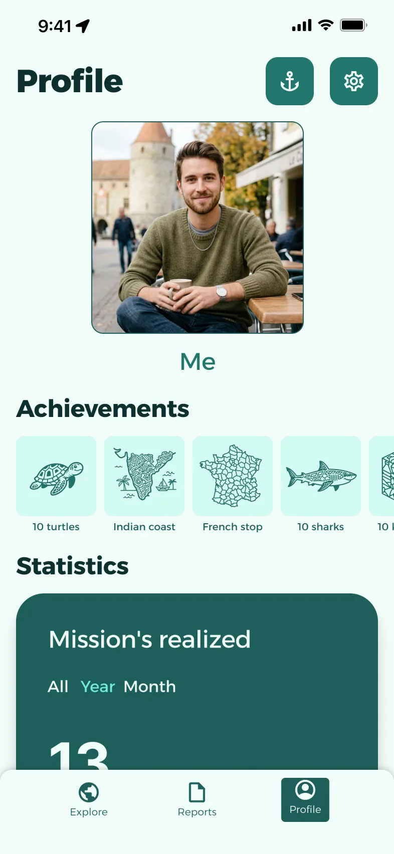 The profile: badges and completed missions