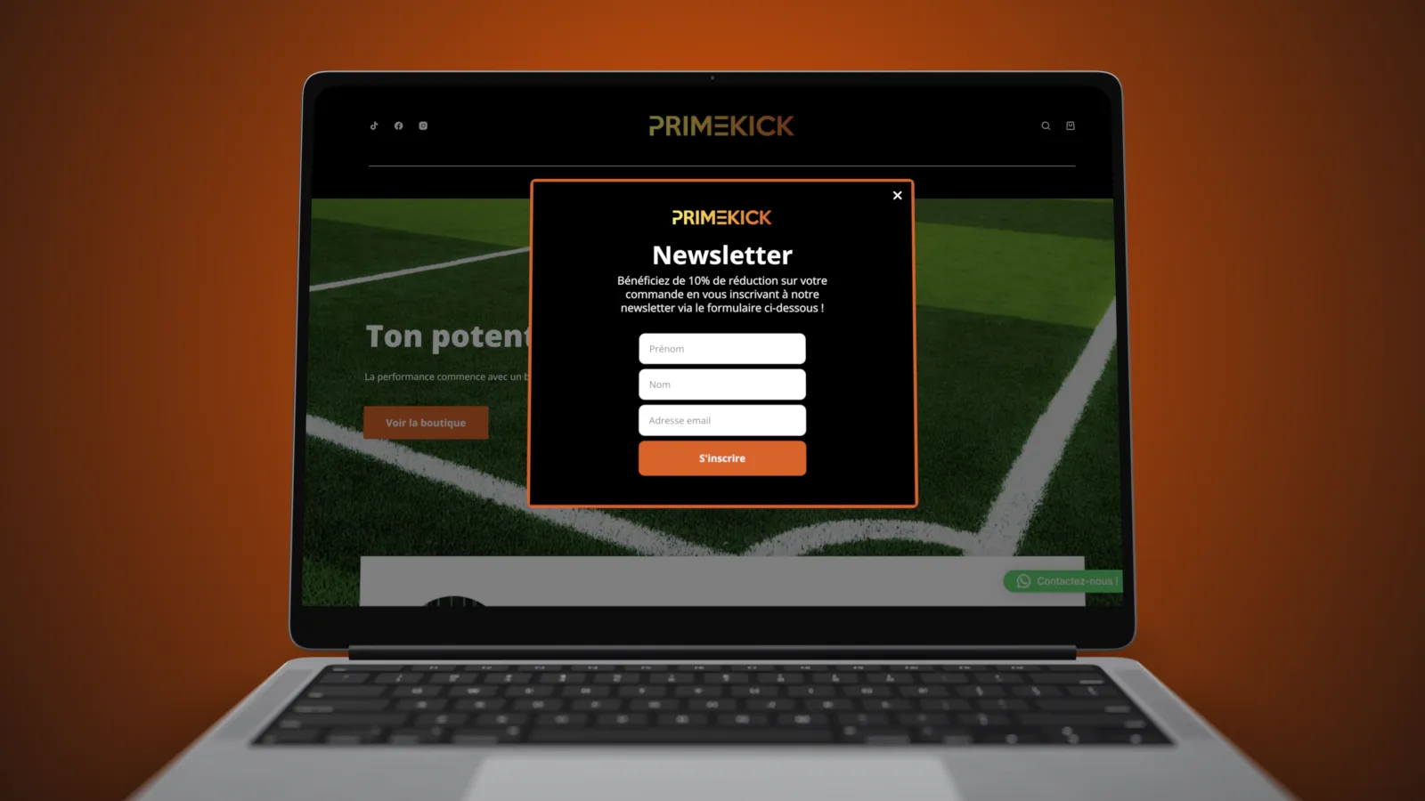 The newsletter sign-up pop-up