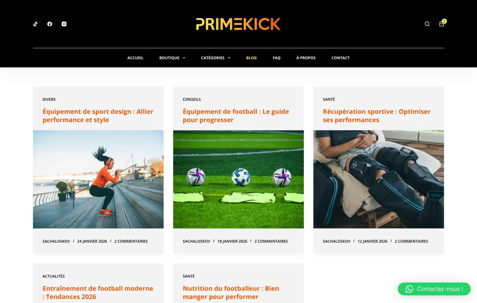 The blog home: five articles sorted by topic