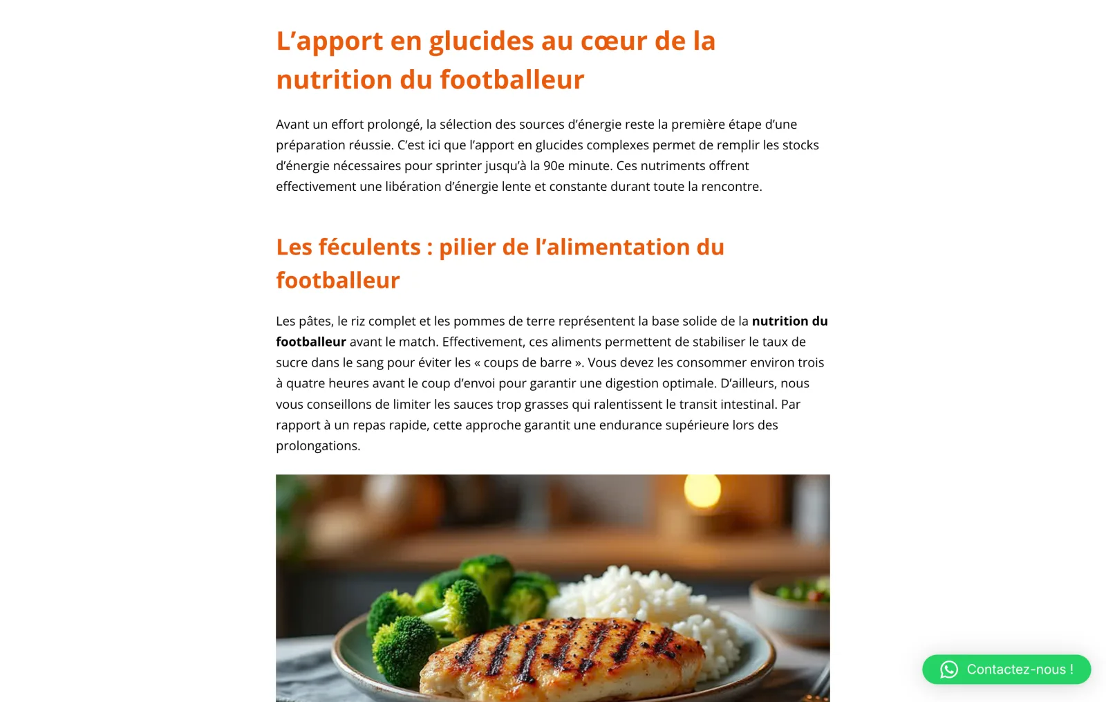 The blog post on footballer nutrition