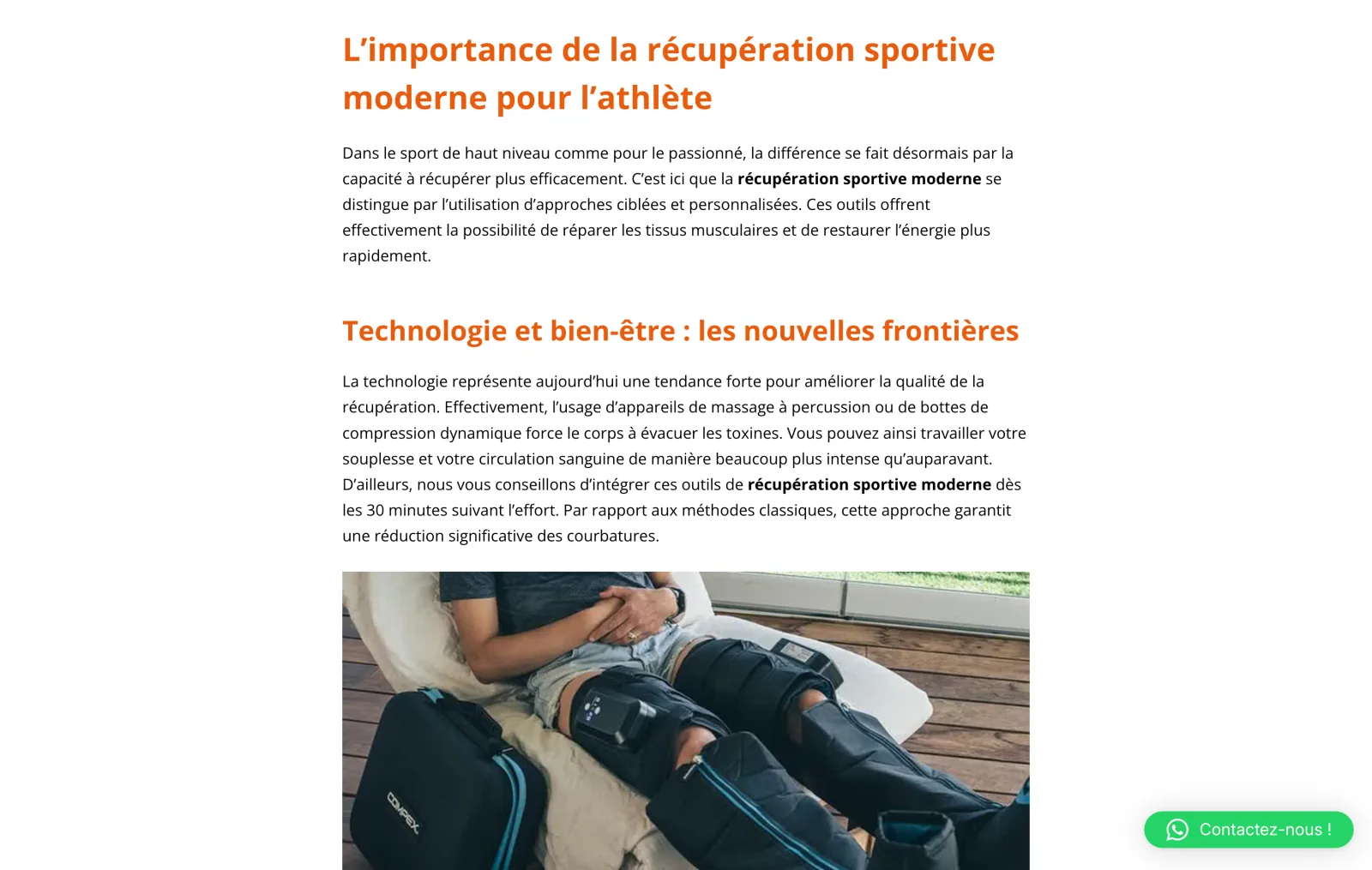 The article on modern sports recovery for athletes