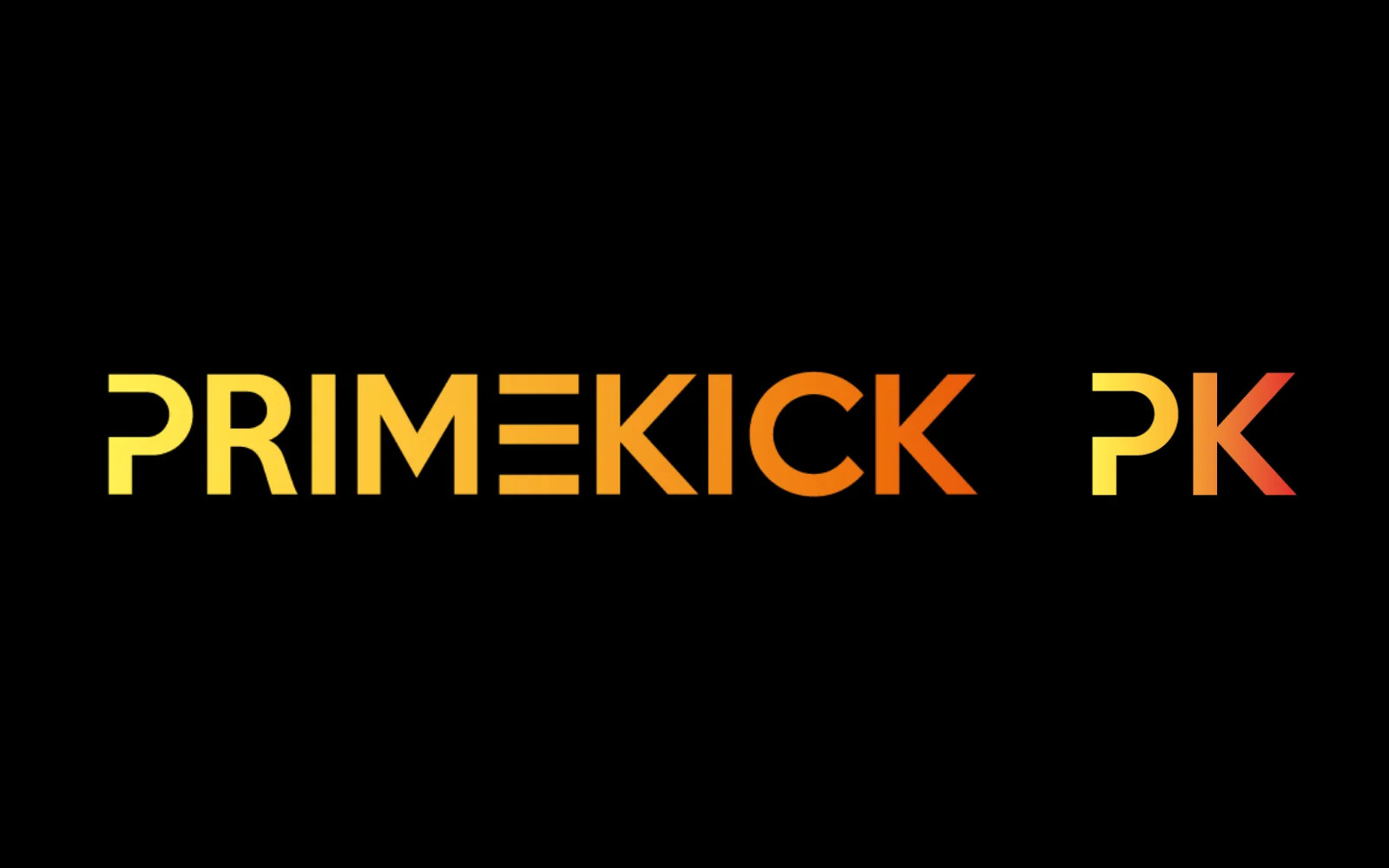 The PrimeKick logo in a yellow-to-orange gradient and its PK icon