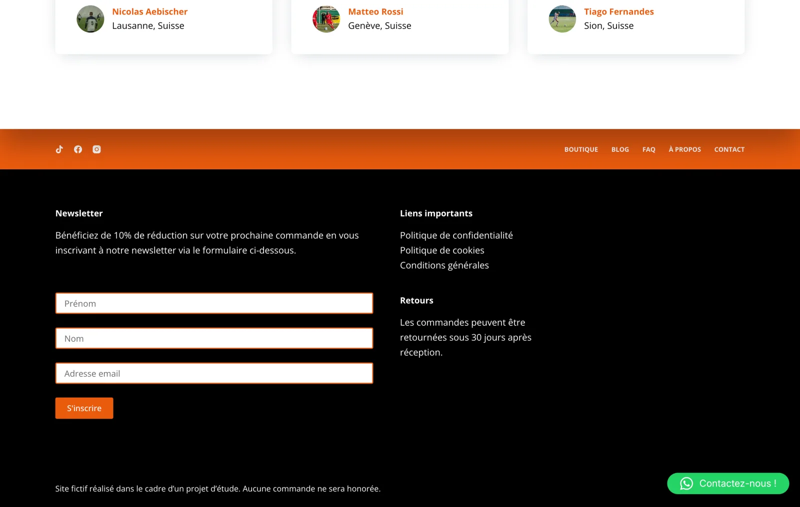 The footer sign-up form