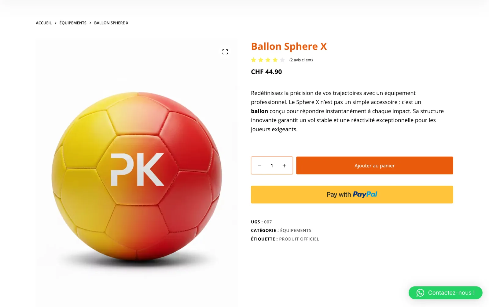 The Sphere X ball product page